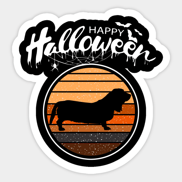 Funny Happy Halloween Beautiful Basset Hound Men Women Kids Sticker by mlleradrian